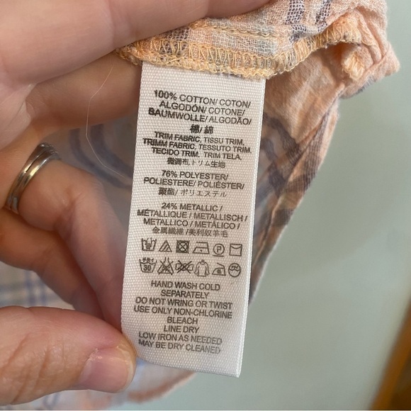 Free People Cotton Gauze Pink plaid slouchy cropped top small - Picture 5 of 6